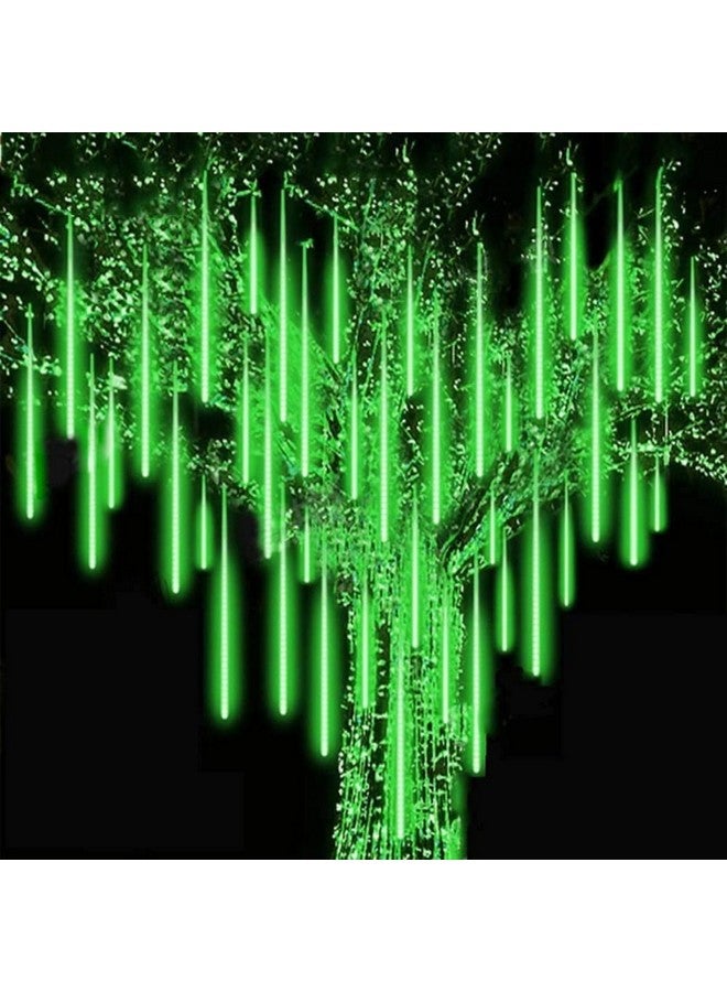 MIRADH أضواء مطر MIRADH، أضواء شلال LED بطول 11.8 بوصة 8 أنابيب 192 ليد، أضواء تساقط الجليد لعيد الديوالي لتزيين المنزل شجرة عيد الميلاد تزيين عيد الميلاد في الهواء الطلق (أخضر) - Image 3