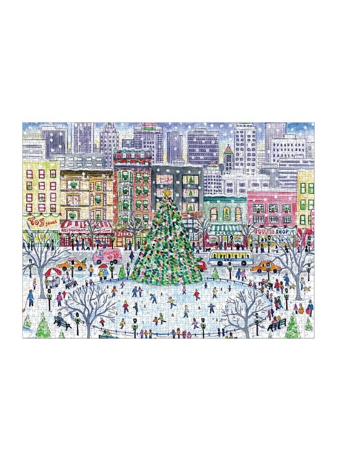 Galison Galison Michael Storrings Chirstmas in The City Puzzle, 1000 Pieces, 27” x 20” - Difficult Jigsaw Puzzle with Stunning Holiday Artwork - Thick, Sturdy Pieces, Challenging Family Activity  - Image 2