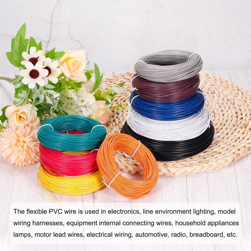 REES52 REES52 18AWG Wire 18 Gauge Stranded Wire PVC Hookup Wire Electrical Wire UL1007 Tinned Copper Wire 1 Meter Blue for Internal Connecting Wire - Image 4