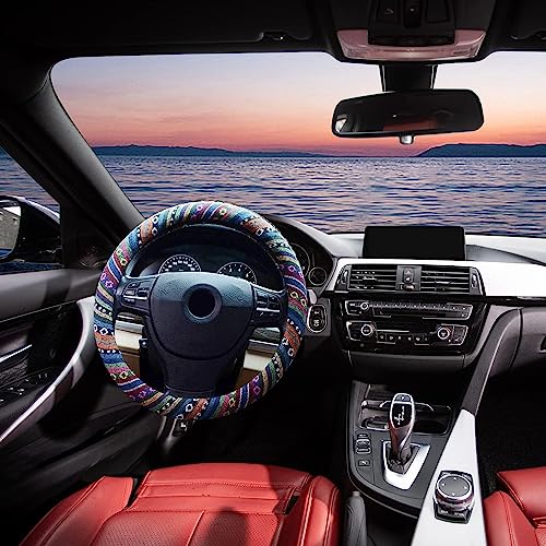 Valleycomfy Boho Steering Wheel Covers for Women Cloth Bohemian Universal 15 inch Baja Blanket Enthic - Image 3