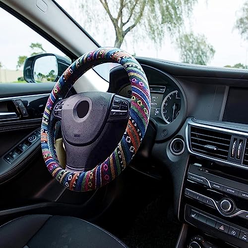 Valleycomfy Boho Steering Wheel Covers for Women Cloth Bohemian Universal 15 inch Baja Blanket Enthic - Image 4