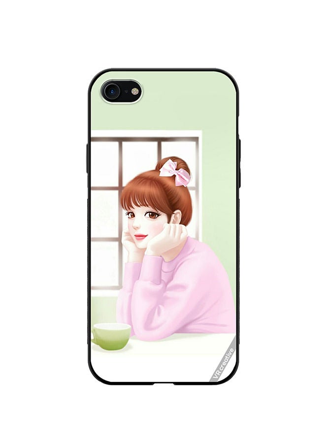 VR CREATIVE Protective Case Cover For Apple iPhone 7/8/SE 2020 Girl Having Tea Design Multicolour - Image 1