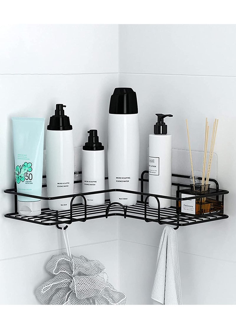 ALMUFARREJ Black Bathroom Organization Corner Shelf With Side Hanger  - Image 1