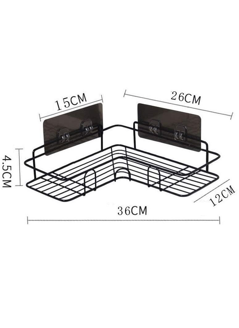 ALMUFARREJ Black Bathroom Organization Corner Shelf With Side Hanger  - Image 2