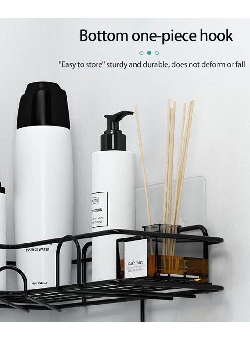 ALMUFARREJ Black Bathroom Organization Corner Shelf With Side Hanger  - Image 3