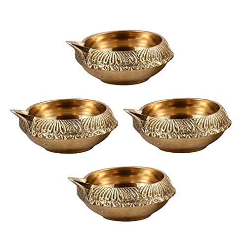 Hashcart Brass Diya for Puja Kuber Diya [ Pack of 8 ] - Handmade Indian Puja Oil Lamp for Diwali Decorations - Diwali Diyas Indian Return Gifts [ Size 2.5 inch, Small ] Hashcart® - Image 3
