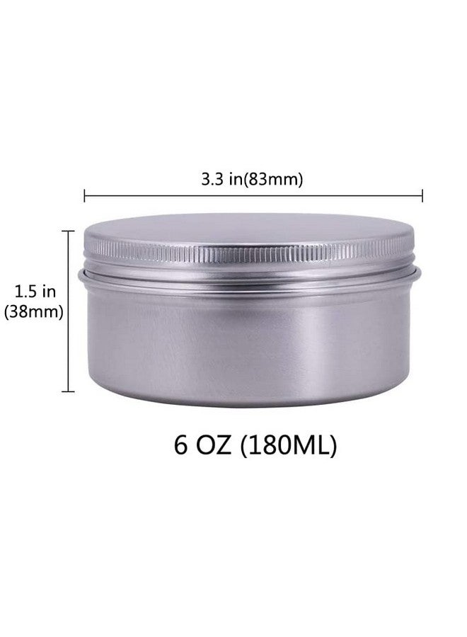 Healthcom 6-Ounce 12 Pack 180ml Empty Silver Round Aluminum Tin Cans Screw Top Metal Tins Aroma Hair Wax Tins Cosmetic Container Organization for Accessories DIY Beauty Salve Crafts Spice Candles - Image 2