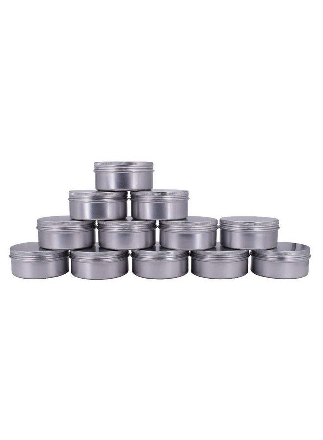 Healthcom 6-Ounce 12 Pack 180ml Empty Silver Round Aluminum Tin Cans Screw Top Metal Tins Aroma Hair Wax Tins Cosmetic Container Organization for Accessories DIY Beauty Salve Crafts Spice Candles - Image 1