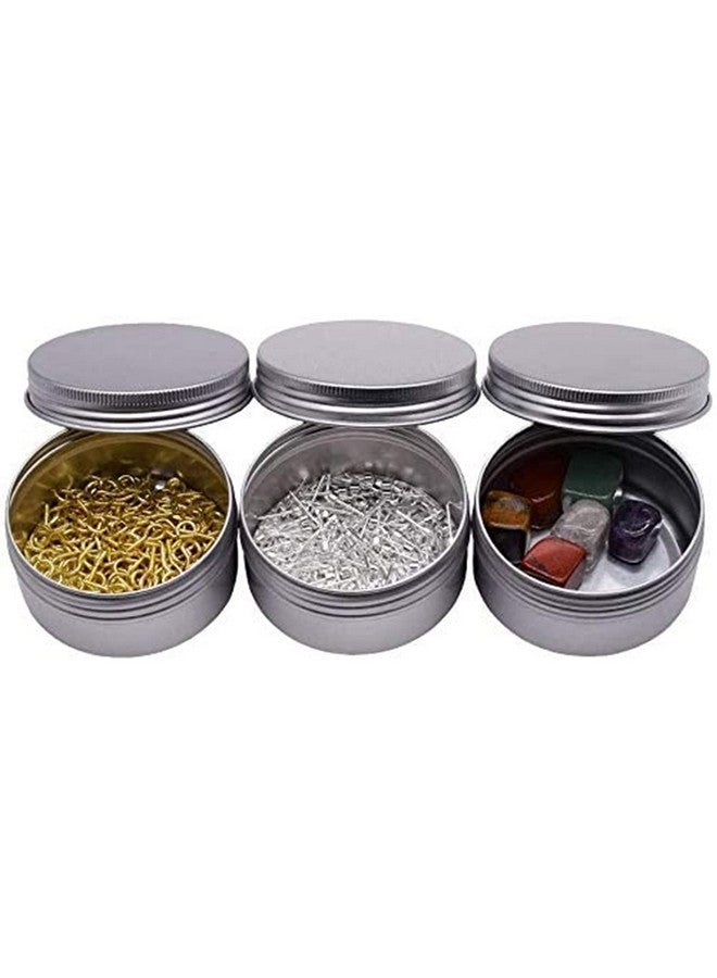 Healthcom 6-Ounce 12 Pack 180ml Empty Silver Round Aluminum Tin Cans Screw Top Metal Tins Aroma Hair Wax Tins Cosmetic Container Organization for Accessories DIY Beauty Salve Crafts Spice Candles - Image 3