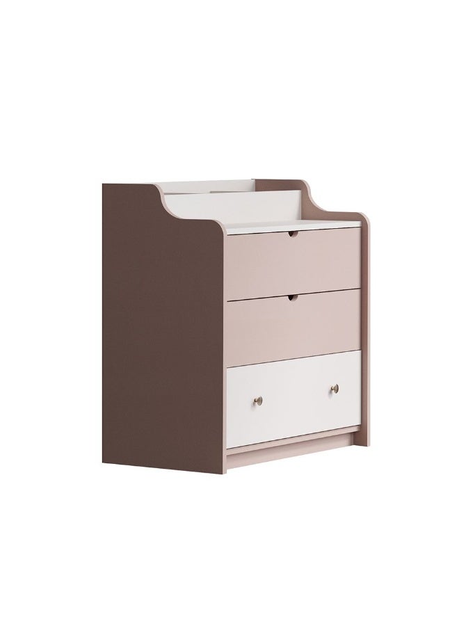 DANUBE HOME Blossom 3 Drawer Dresser With Storage Organiser | Durable Vanity Table | Dressing Makeup Desk | Modern Design Bedroom Furniture L85xW45xH80cm - Blush Pink+Light Beige - Image 2