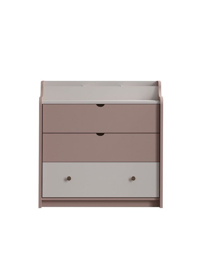 DANUBE HOME Blossom 3 Drawer Dresser With Storage Organiser | Durable Vanity Table | Dressing Makeup Desk | Modern Design Bedroom Furniture L85xW45xH80cm - Blush Pink+Light Beige - Image 4