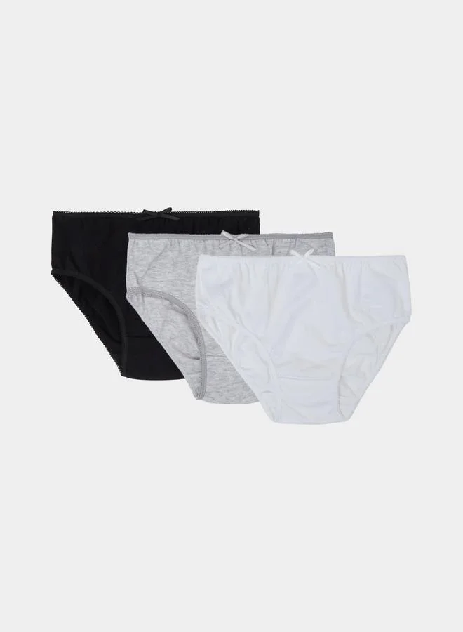 ستايلي Girls Pack of 3 - Cotton Blend Briefs with Bow Detail