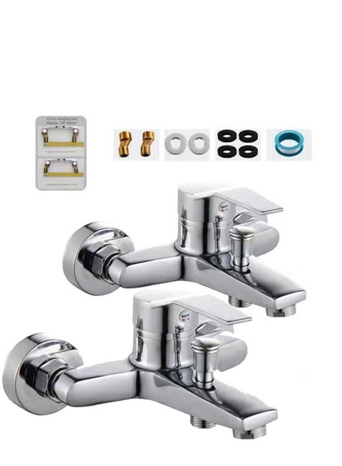 خلاط دش استحمام فضي كروم - قطعتان - مصنوع من سبائك الزنك المقاوم للتآكل، بتصميم دش ساخن وبارد بمقبض واحد (معتمد من GS/WaterMark).
