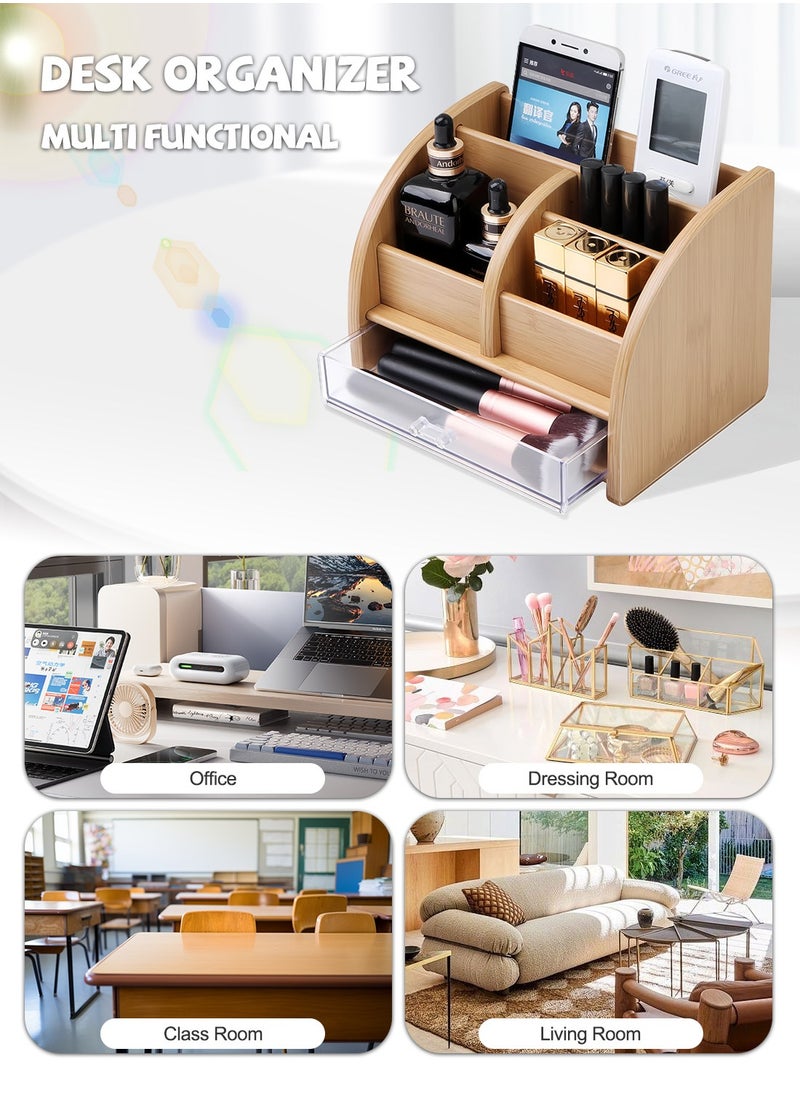 Kidle Desk Organizer wooden Makeup Organizer, Pen Holder for Desktop Storage, Desk Organization for School, Home, Office Supplies  - Image 2