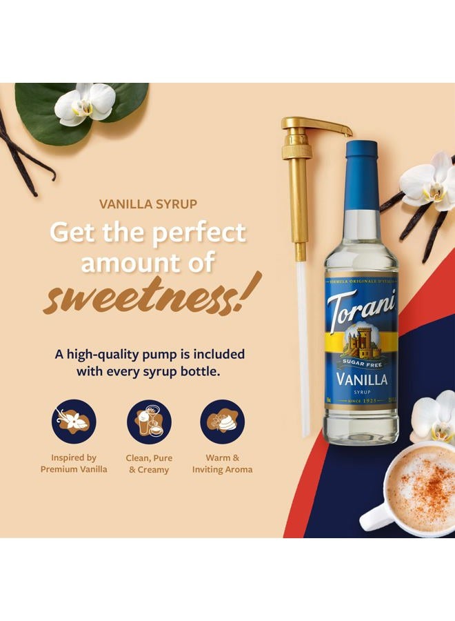 Torani Sugar Free Coffee Syrup, Vanilla Flavored Syrup for Drinks, Zero Calorie, Pump Included, 25.4 Fl Oz - Image 2