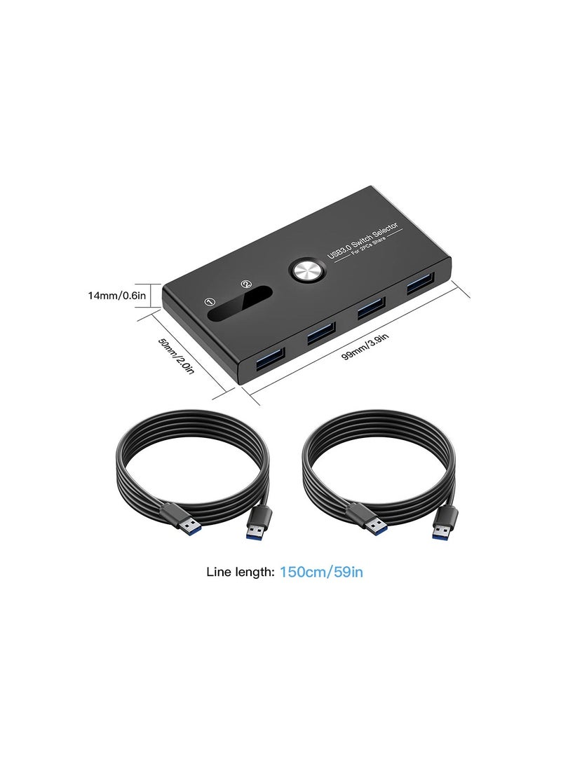 Generic - 4-Port USB 3.0 Peripheral Switch Selector Hub for Mouse, Keyboard, Scanner, Printer, PC, Laptop, and Mobile Hard Drives with One-Button Switch and 2 USB 3.0 Cables Included. - Image 1