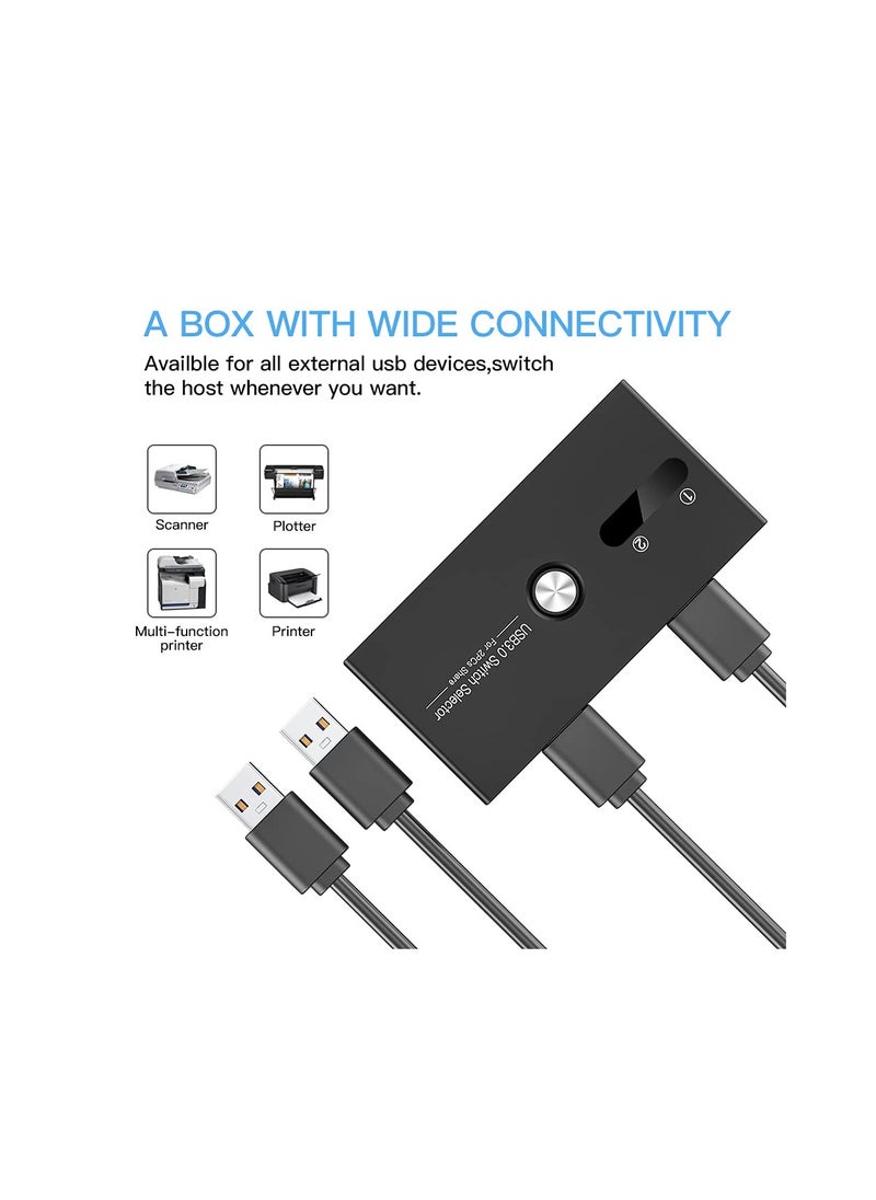 Generic - 4-Port USB 3.0 Peripheral Switch Selector Hub for Mouse, Keyboard, Scanner, Printer, PC, Laptop, and Mobile Hard Drives with One-Button Switch and 2 USB 3.0 Cables Included. - Image 1