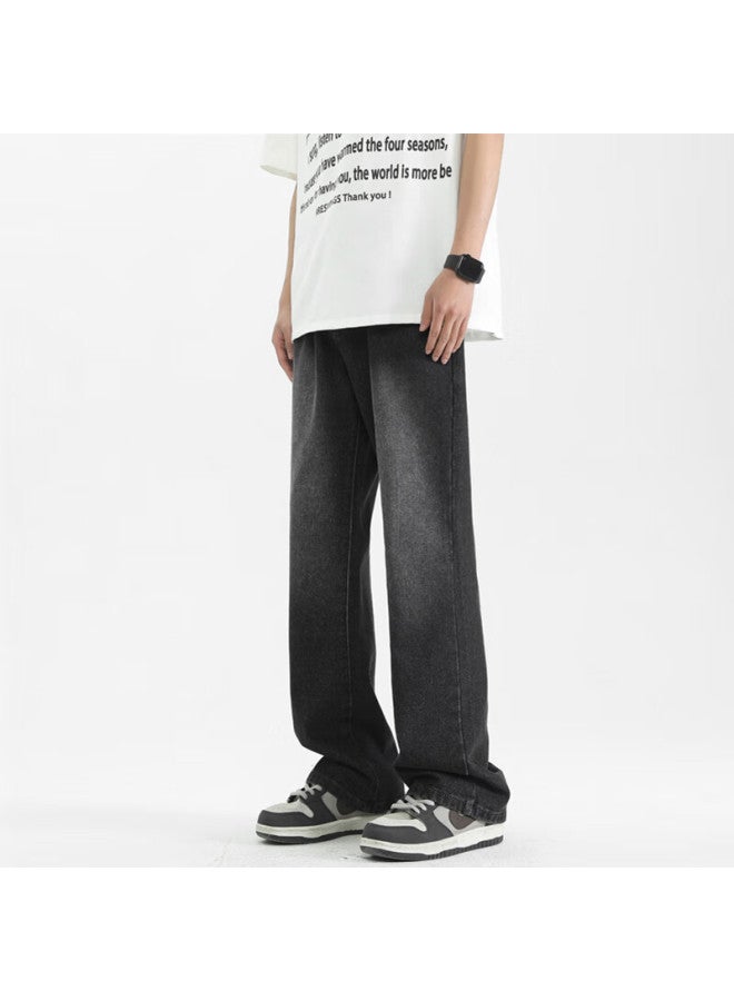 Maybeyond Men's Summer Slim Fit Flared Jeans High Waist Pants Ma27 Black Gray XL - Image 3