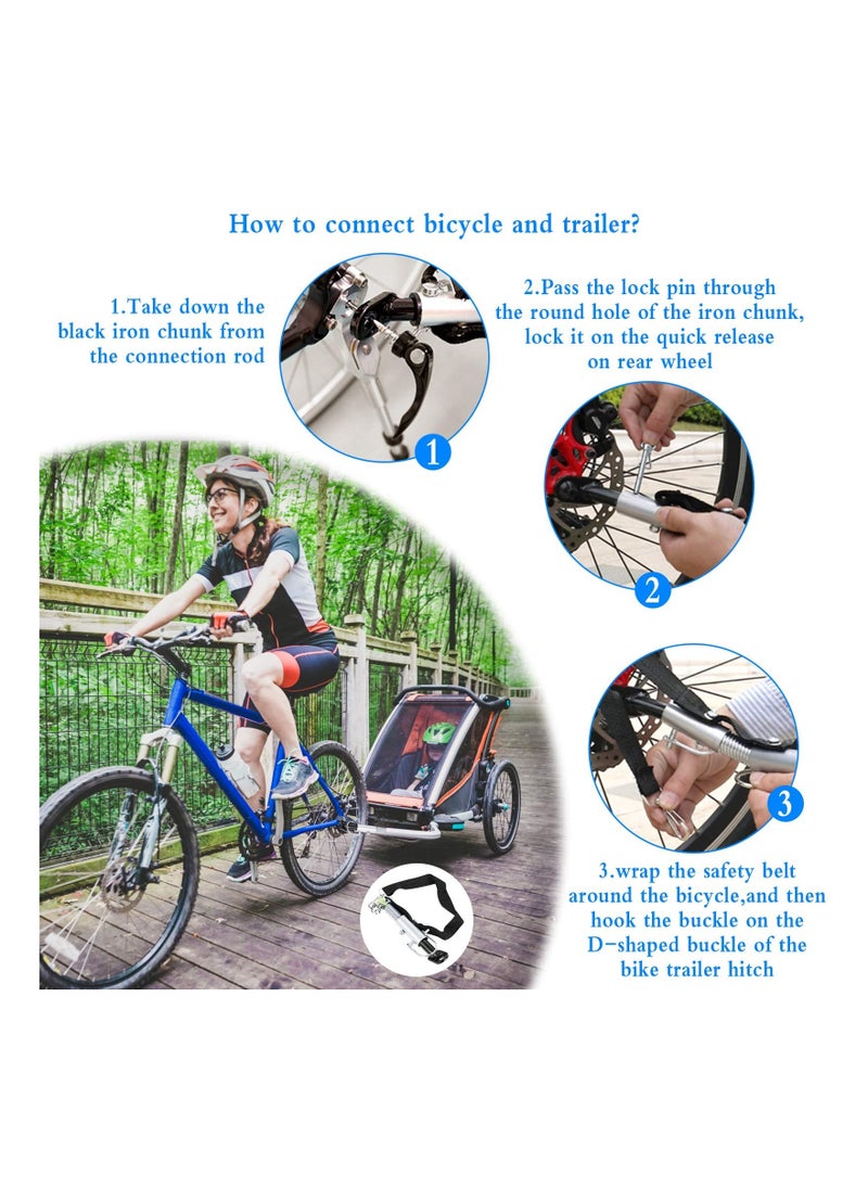 Y&D Bike Trailer Hitch, Attachment Connector Steel Bicycle Hitch Coupler with Nylon Strap Adapter for Mountain Road Bike, Shopping Carts Children’s Cars(1 Pieces)  - Image 4
