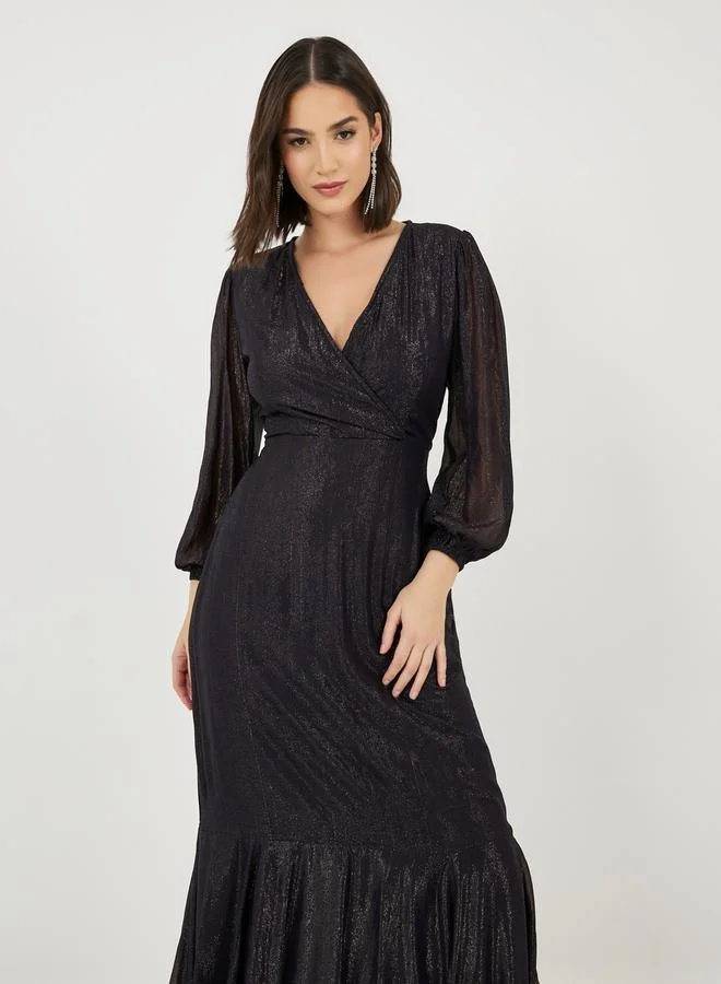 Styli Sheer Sleeve Maxi Dress