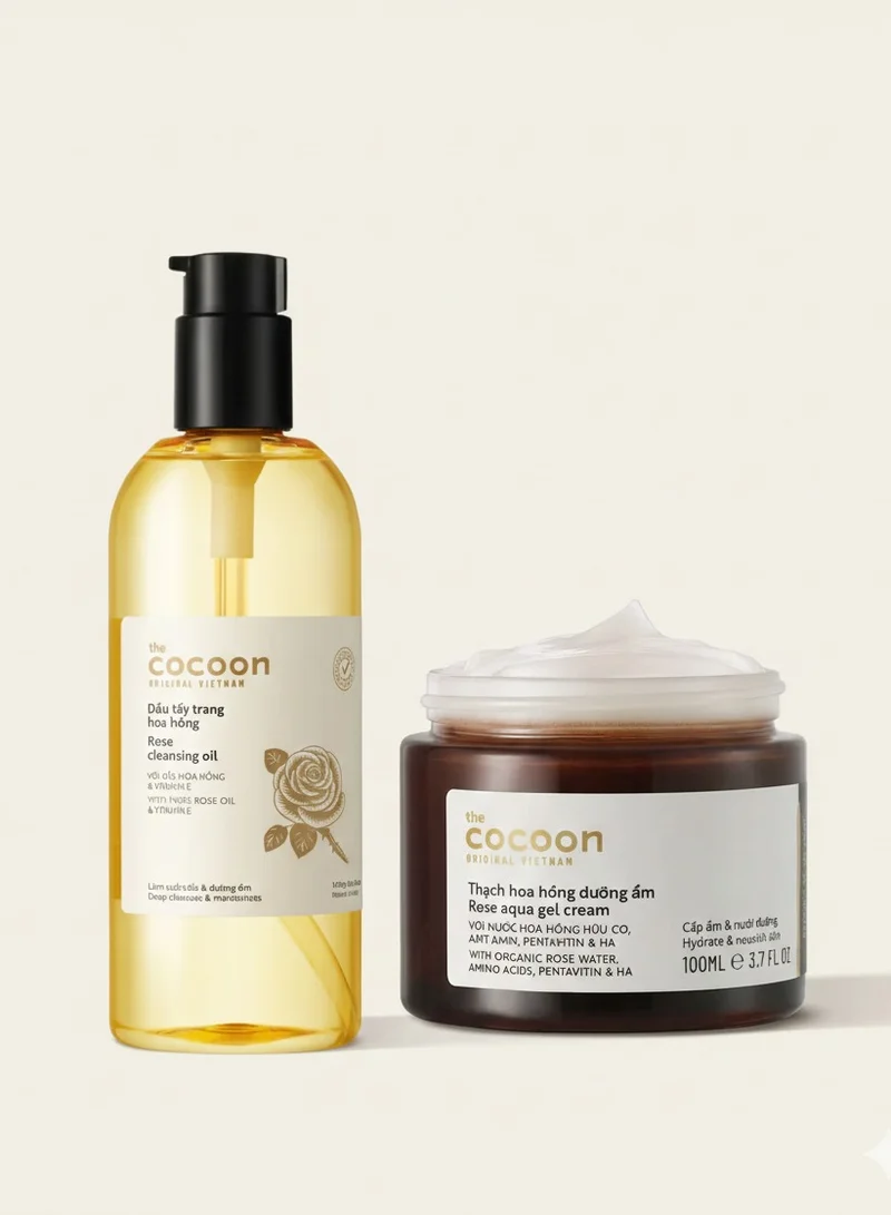 ذا كوكوون أورجنال فيتنام توفير مع الباقات | مجموعة روز للترطيب المنعش – كريم جل مائي 100 مل وزيت تنظيف 140 مل لبشرة ناعمة وممتلئة بالنضارة