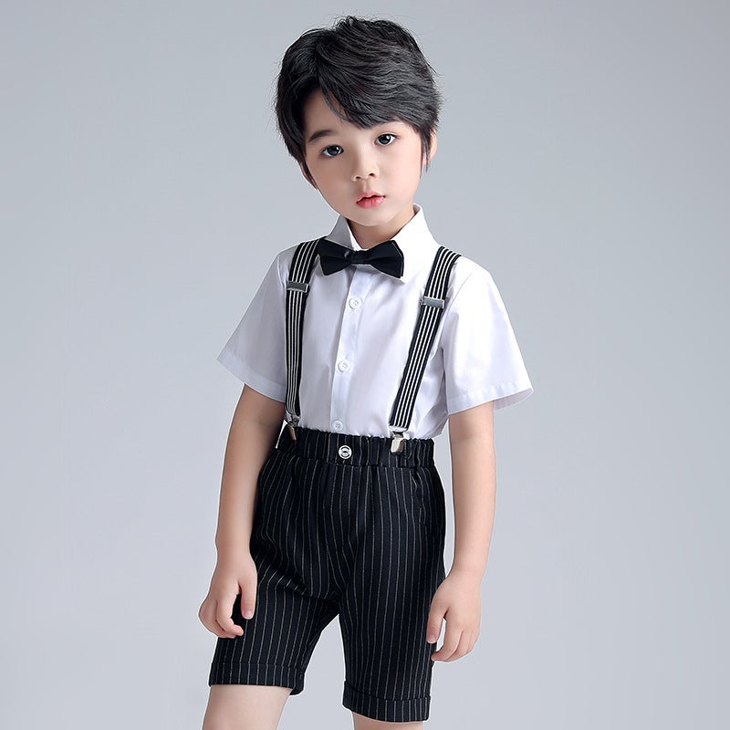 Children's Suit Spring and Summer New Boys' Strap Pants Suit Fashion Korean Dress Performance Competition Host Photography Clothing - Image 3