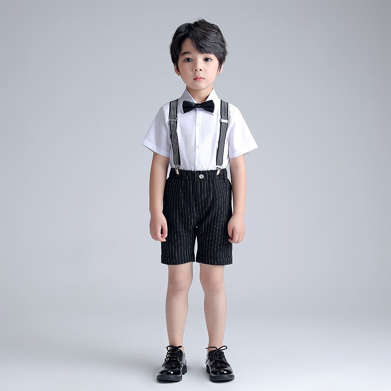 Children's Suit Spring and Summer New Boys' Strap Pants Suit Fashion Korean Dress Performance Competition Host Photography Clothing - Image 2