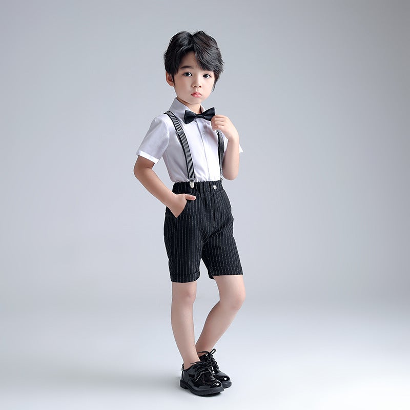 Children's Suit Spring and Summer New Boys' Strap Pants Suit Fashion Korean Dress Performance Competition Host Photography Clothing - Image 4