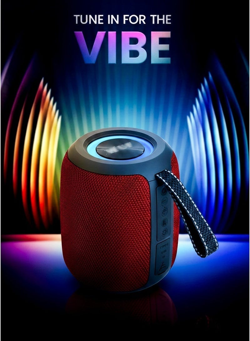general Best Portable Bluetooth Speaker | Powerful 10W Audio With 1200 mAh Battery| Bluetooth 5.3 | LED RGB Lights | TWS Stereo | USB/TF/FM | Compact Wireless Speaker for Home, Office & Travel (Red) - Image 2