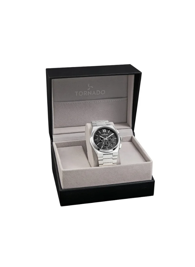 TORNADO Men's Stainless Steel Multi Function Watch T24105-SBSB - 44.5 mm