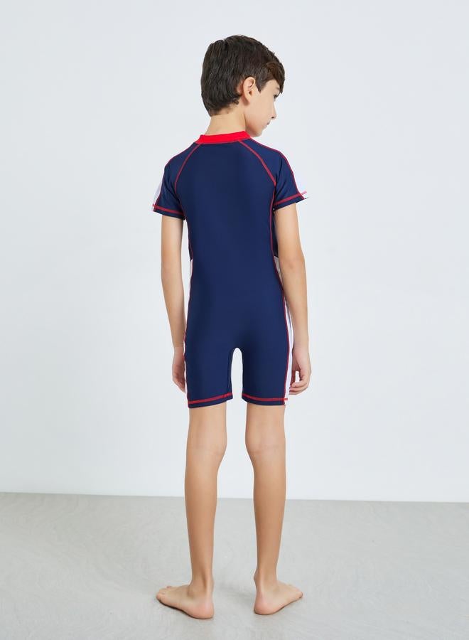Styli Boys Color Block Swimsuit With Front Zip - Image 4