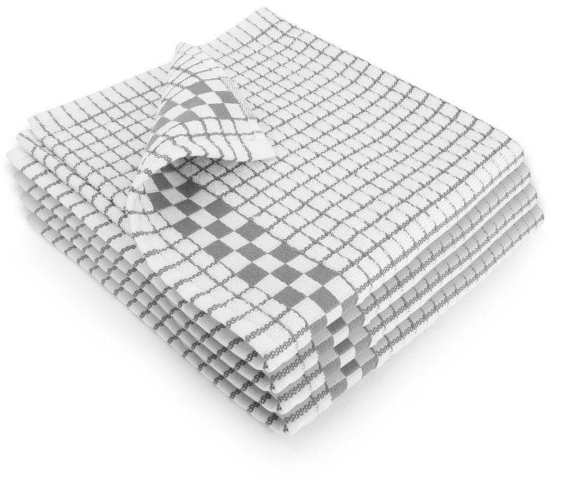 Fecido Classic Kitchen Dish Towels with Hanging Loop  Set of 4 Silver Gray