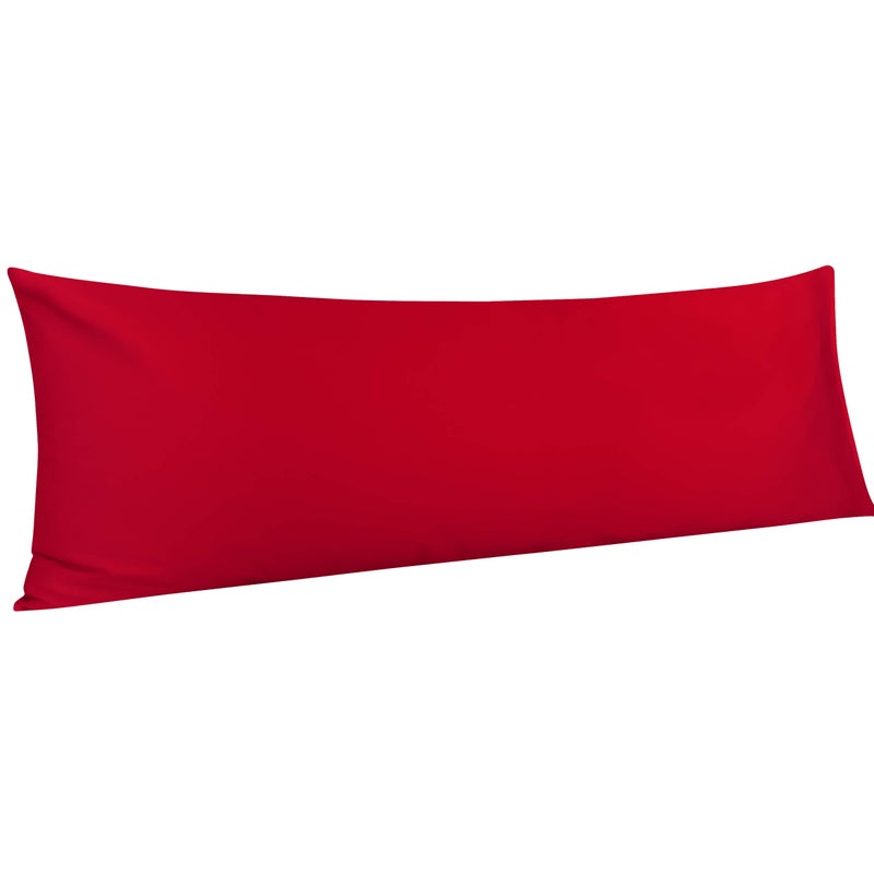 NTBAY Egyptian Cotton Body Pillowcase - 500 Thread Count Cotton Body Pillow Cover - Soft and Breathable Envelope Closure Body Pillowcase for Adults  20x54 Inches  Red - Image 1