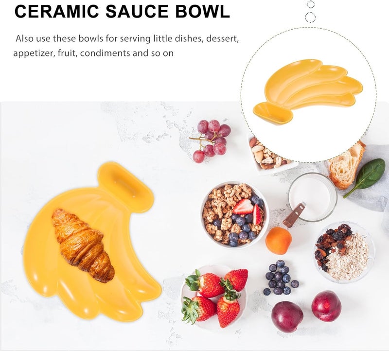 ibasenice Ceramic Fruit Bowl Lotus Shaped Dessert Salad Serving Plate Yellow Handmade Snack Dish for Home Kitchen - Image 3