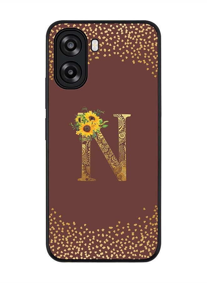 Stylizedd For Oppo A6x 5G / A6x 4G Case,Slim fit Camera Protection, Shockproof Thin Phone cover  - Custom Floral Monogram - N  (Brown ) - Image 1