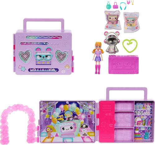 Polly Pocket دمية بولي بوكيت ومجموعة اللعب، كشف أزياء رقص الديسكو مع دمية هودي بادي بطول 3 بوصات، 16 ملحق ومفاجأة للعب بالماء - Image 1