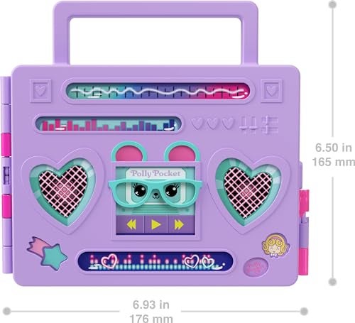 Polly Pocket دمية بولي بوكيت ومجموعة اللعب، كشف أزياء رقص الديسكو مع دمية هودي بادي بطول 3 بوصات، 16 ملحق ومفاجأة للعب بالماء - Image 5