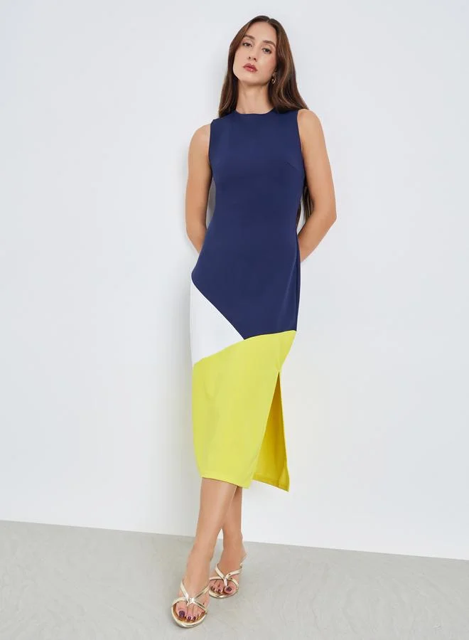 Take Two Women Color Block Sleeveless Midi Dress