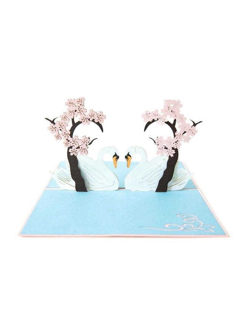 Abra Cards Swans with Blossom - Image 1