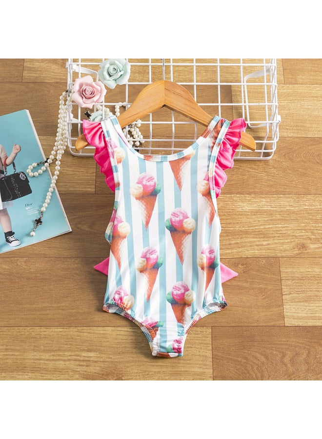 New Summer Girls One-piece Swimsuit Cute Cartoon Printed Swimsuit Kidsren's Seaside Vacation Swimsuit
