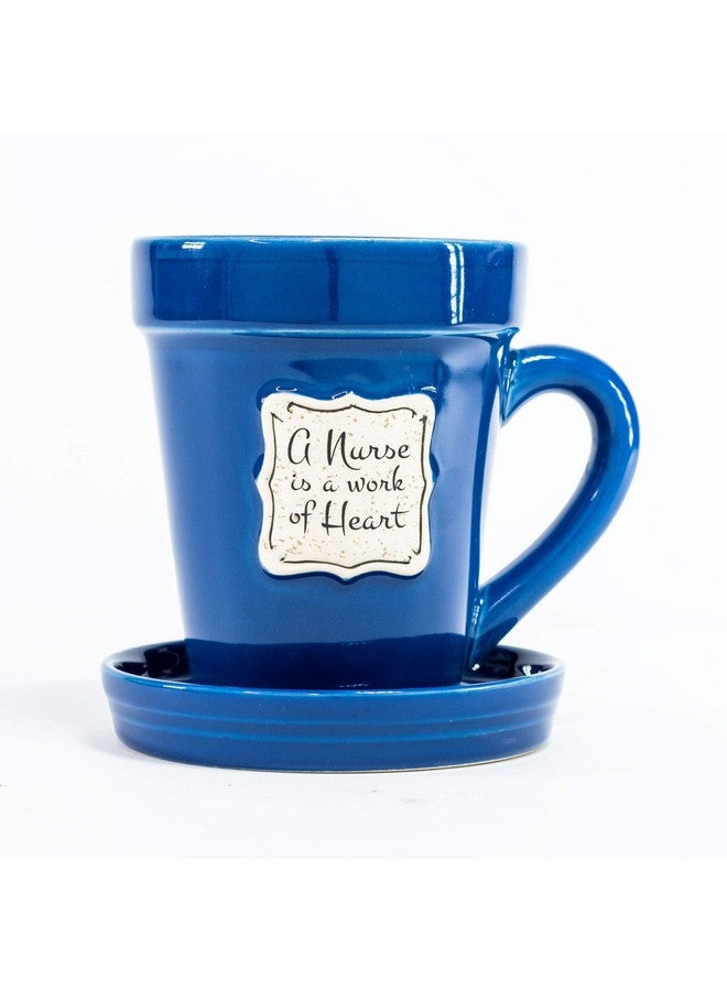 Divinity Boutique Flower Pot Ceramic Mugs, 3 Piece Set, Med Blue-Nurse - Image 5