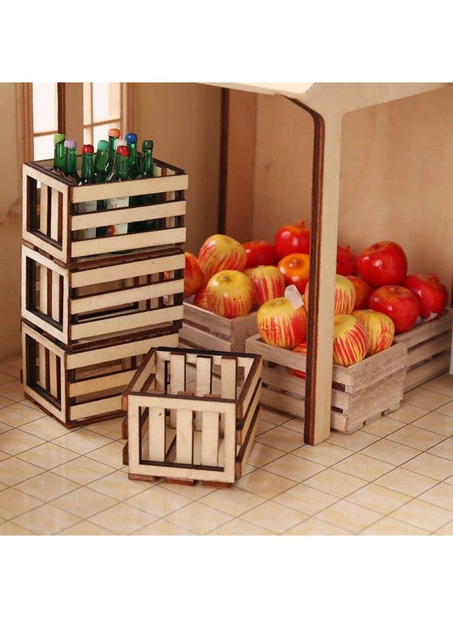 Toyvian 3Pcs Miniature Dollhouse Mini Baskets Miniature Craft Mini Storage Baskets Crate Wooden Milk - Image 4