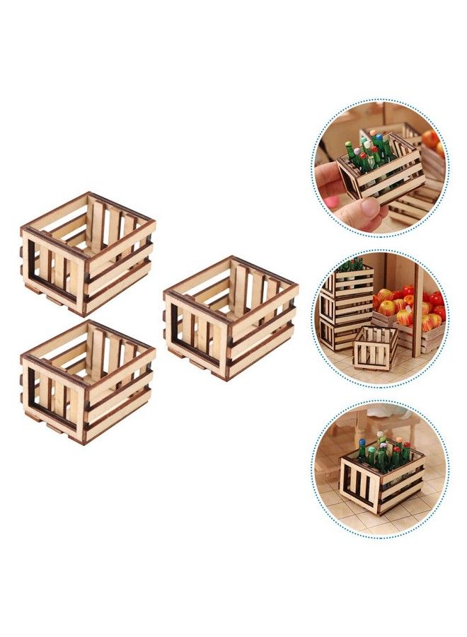 Toyvian 3Pcs Miniature Dollhouse Mini Baskets Miniature Craft Mini Storage Baskets Crate Wooden Milk - Image 3
