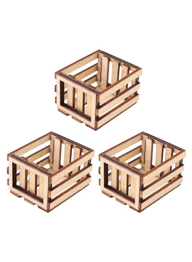 Toyvian 3Pcs Miniature Dollhouse Mini Baskets Miniature Craft Mini Storage Baskets Crate Wooden Milk - Image 1