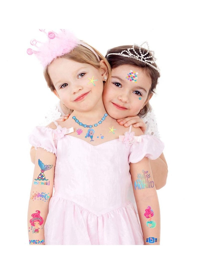5-Piece Glitter Mermaid Temporary Tattoos stickers  For Kids  - Image 5