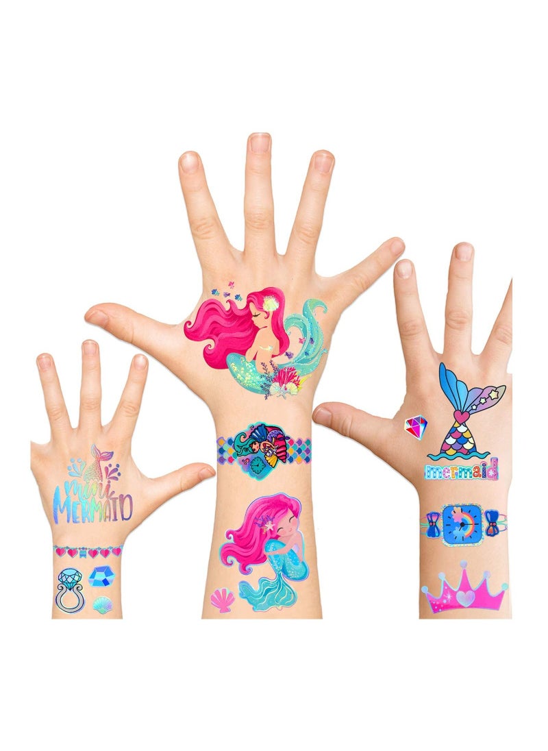 5-Piece Glitter Mermaid Temporary Tattoos stickers  For Kids  - Image 1