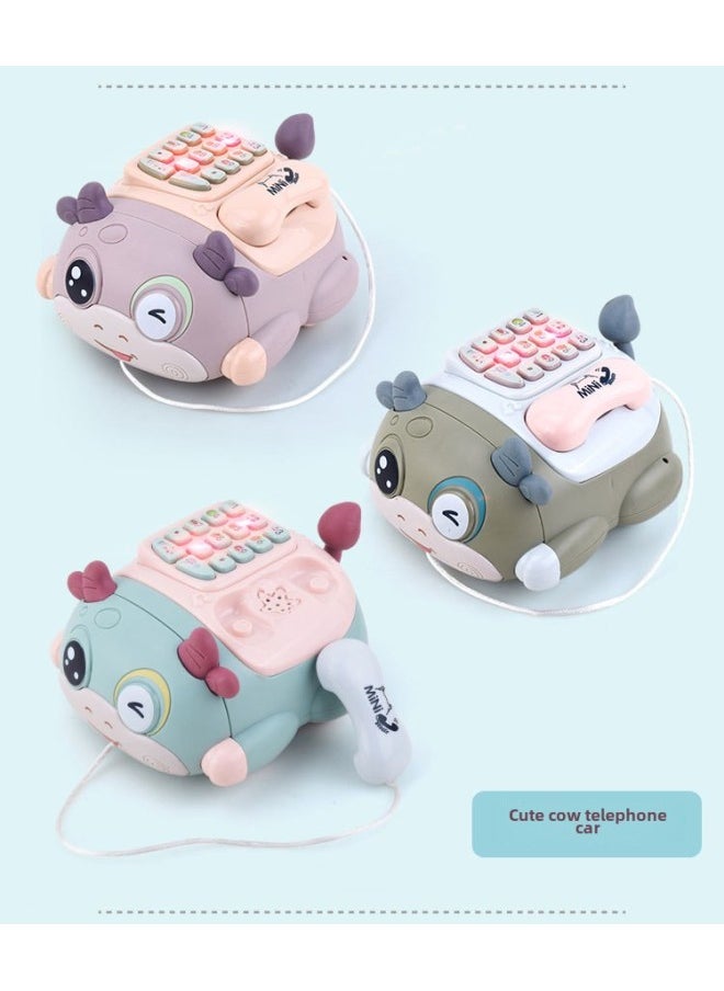 Children's Toy Simulation Telephone For Boys And Girls Educational Early Education Music Multi-functional Baby Enlightenment Cartoon Telephone Car-Color:RS5691 Meng Niu Telephone Car (6 PCs And 1 Display Box)  - Image 5