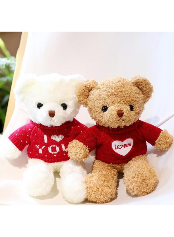 Cute Teddy Bear Plush Toy Bear Doll Hug Bear Doll Children Bear Birthday Gift-Color:White Bear Red Sweatshirt-Height:38cm +window Bag - Image 5