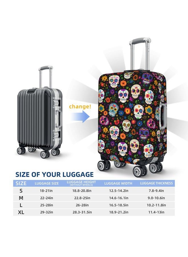 Worltoldb Travel Luggage Cover Polyester Suitcase Protector Washable Baggage Covers, Sugar Skull, M - Image 4