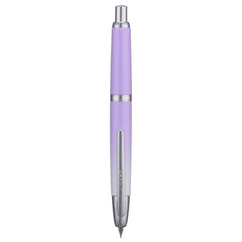 Wikult Jinhao 10 Press Fountain Pen with Box, Gradient Light Purple Retractable Extra Fine Nib with Ink Converter Set (Silver Clip) - Image 1